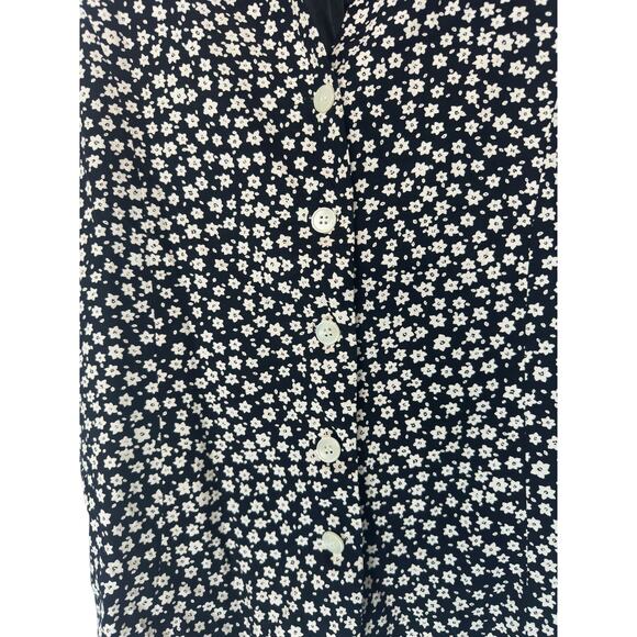 Vintage Talbots Black Tan Floral Print Button Front V-Neck Vest Size 14 - Picture 5 of 10